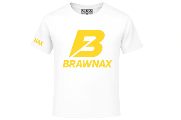 BRAWNAX Performance T-Shirt – White & Yellow Edition